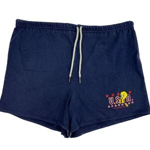 Vintage 90s Tweety Bird USA Shorts Unisex M Medium Blue Looney Tunes Patriotic